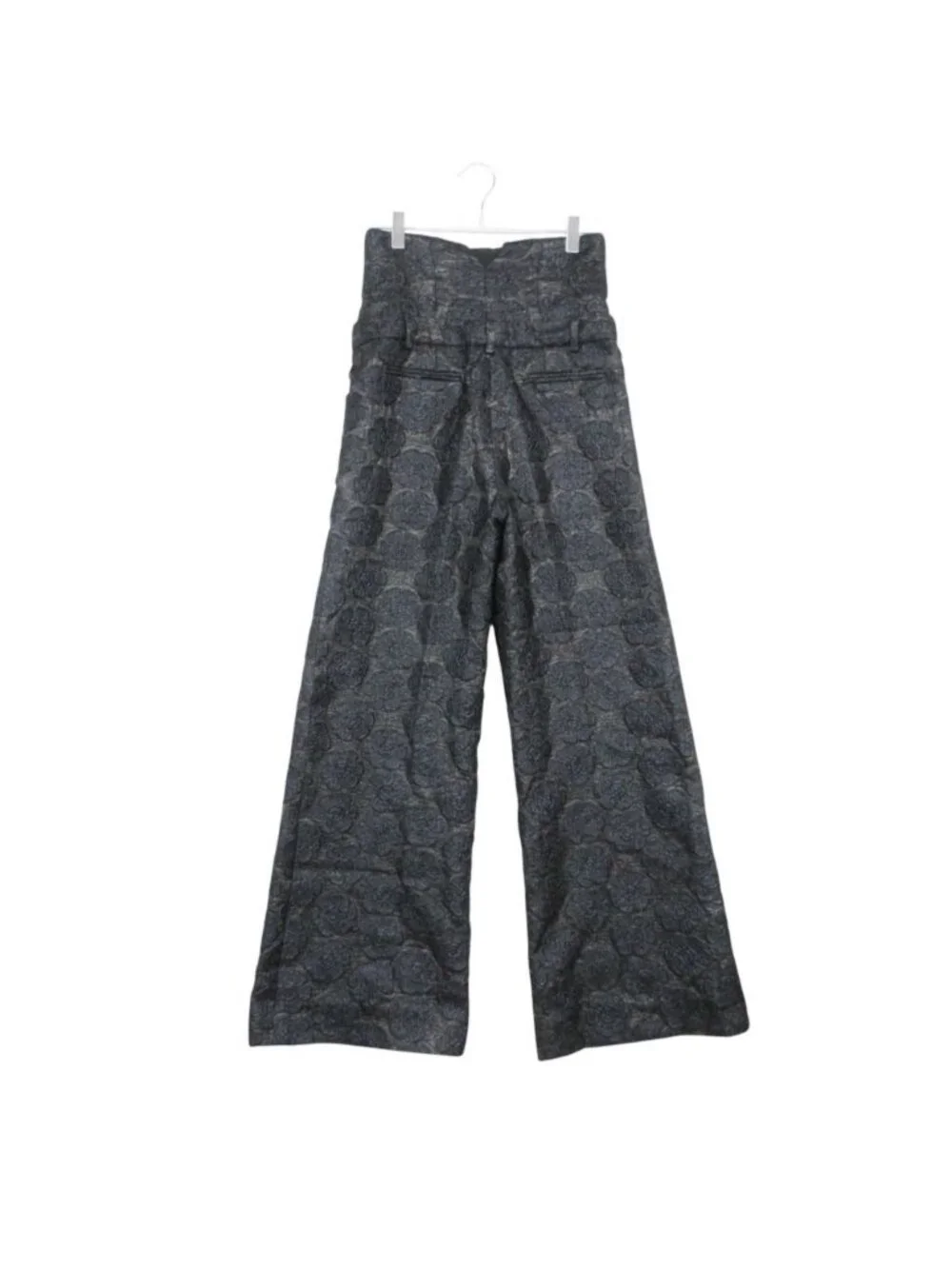 Chanel Pants 16c Camellia Jacquard All Over Pattern CC Logo Button High Waist